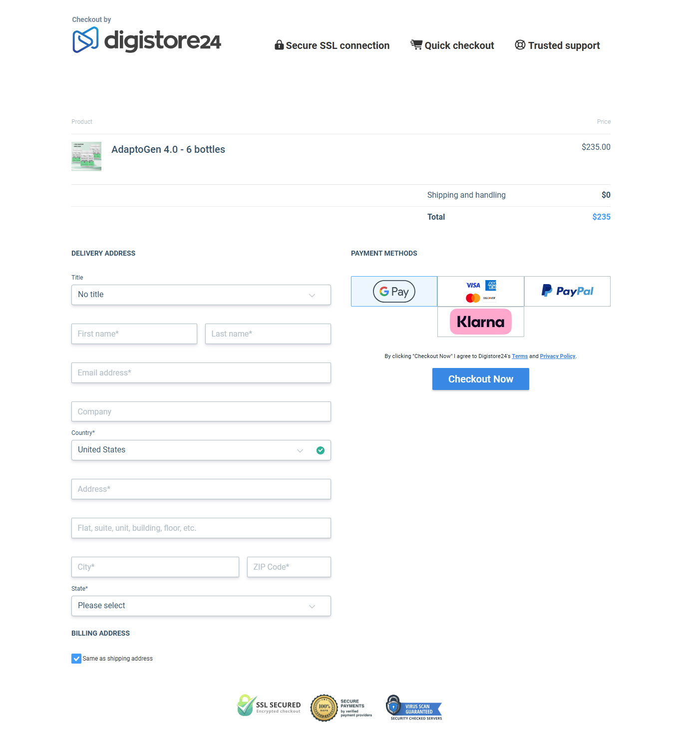 AdaptoGen 4.0 Payment Screen Buy Now